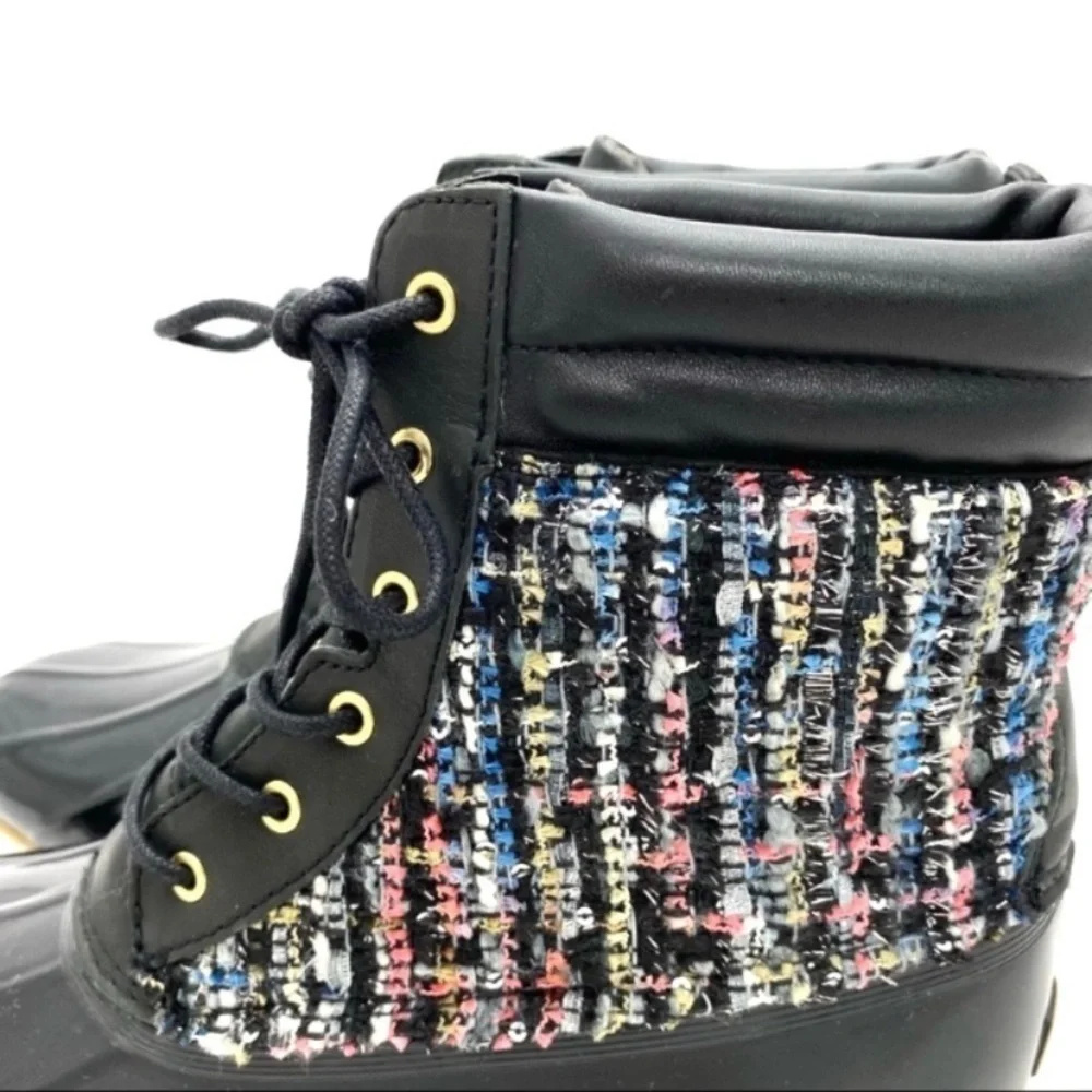 SAM Edelman Caldwell Tweed Winter Duck Boots in Multiple Color with Black Sz 10